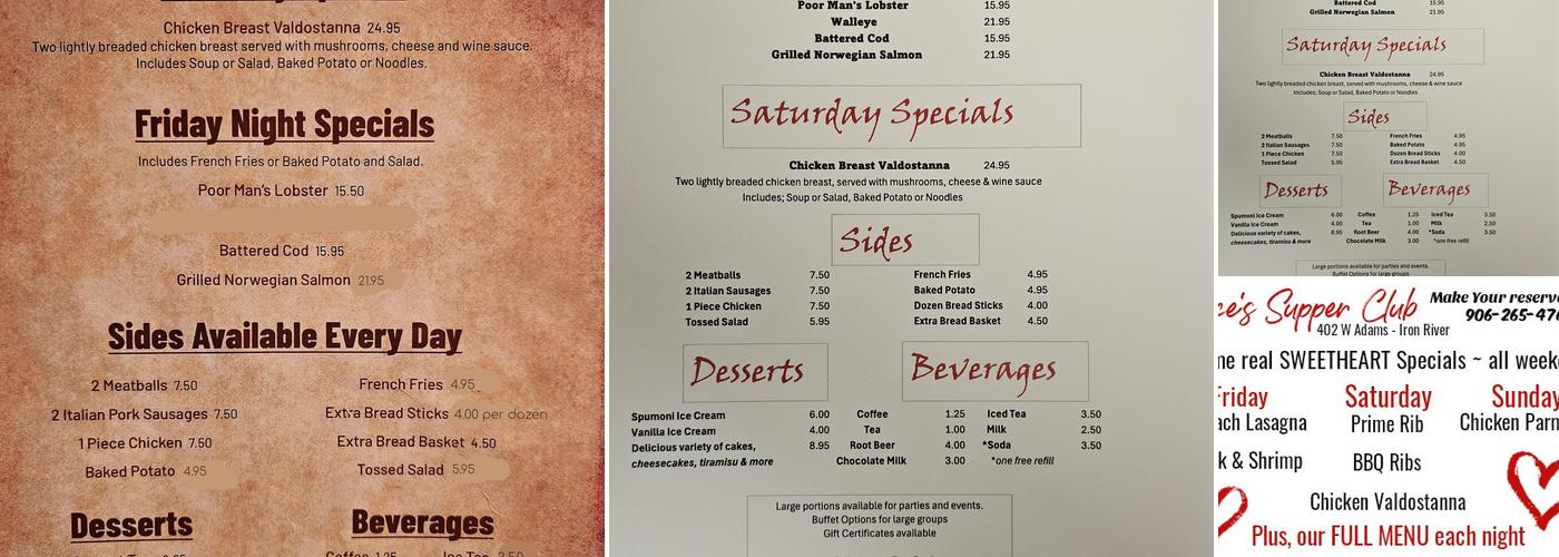 Alice's Supper Club Menu