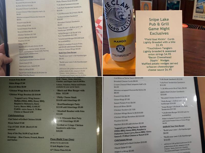 Snipe Lake Pub & Grill Menu
