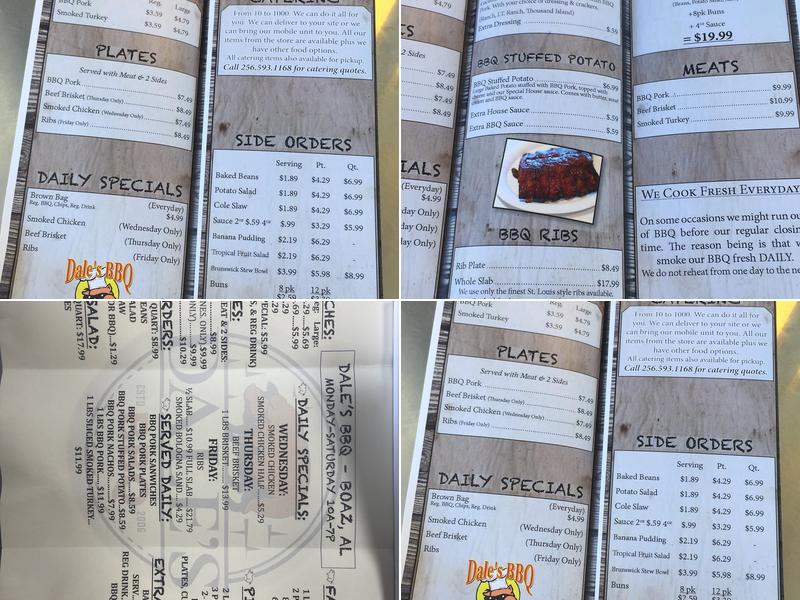 Dale's BBQ Menu