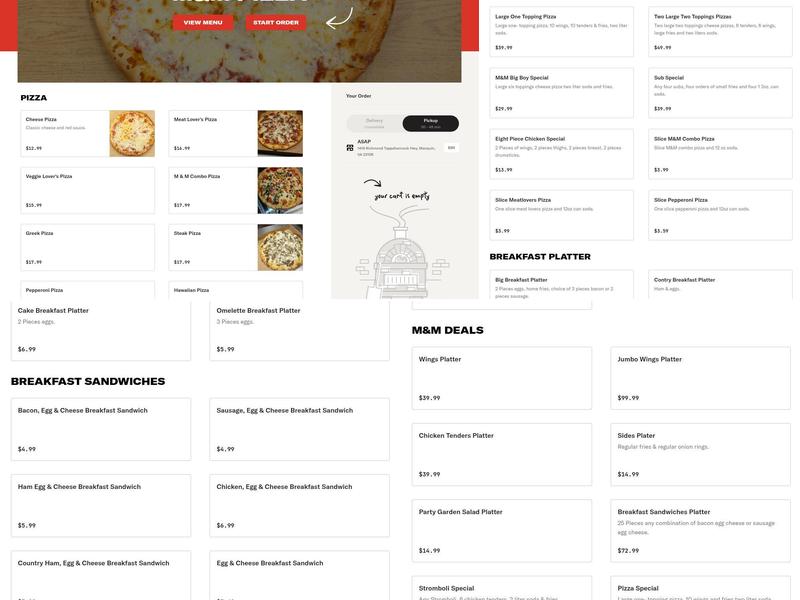 M&M Pizza Menu