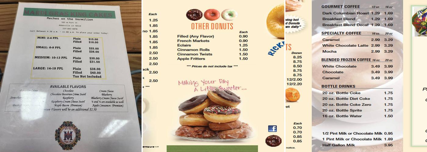 Meche's Donut King Menu