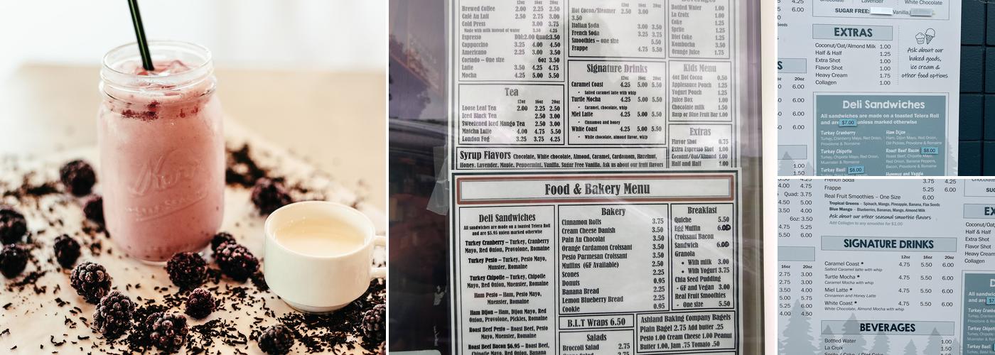 North Coast Coffee Menu