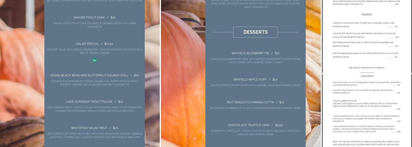 Cafe Seiche Menu