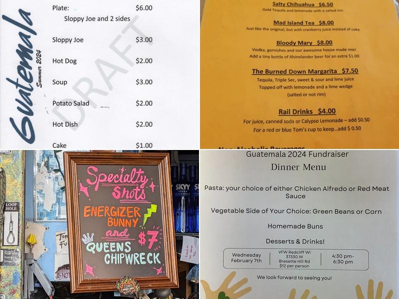 Tom's Burned Down Cafe Menu