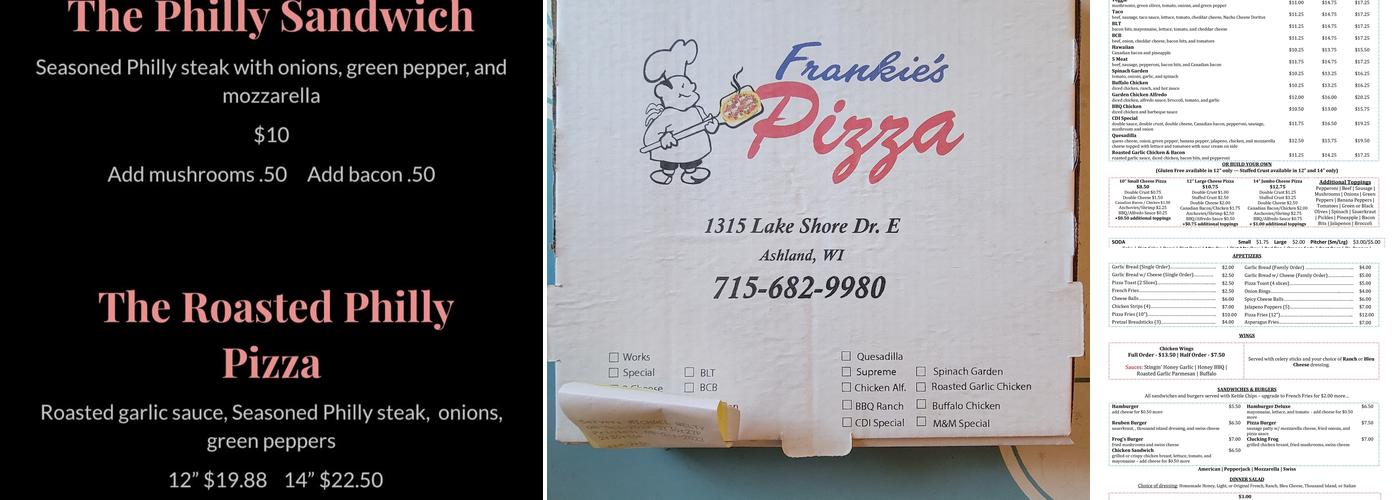 Frankie's Pizza Menu