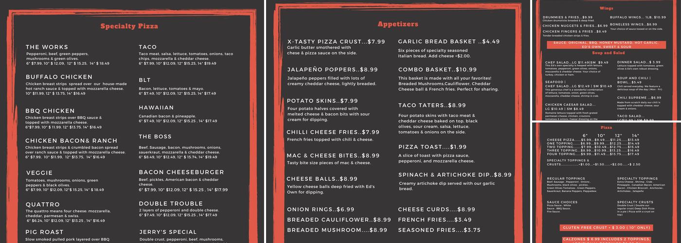 Pizza Pub Menu