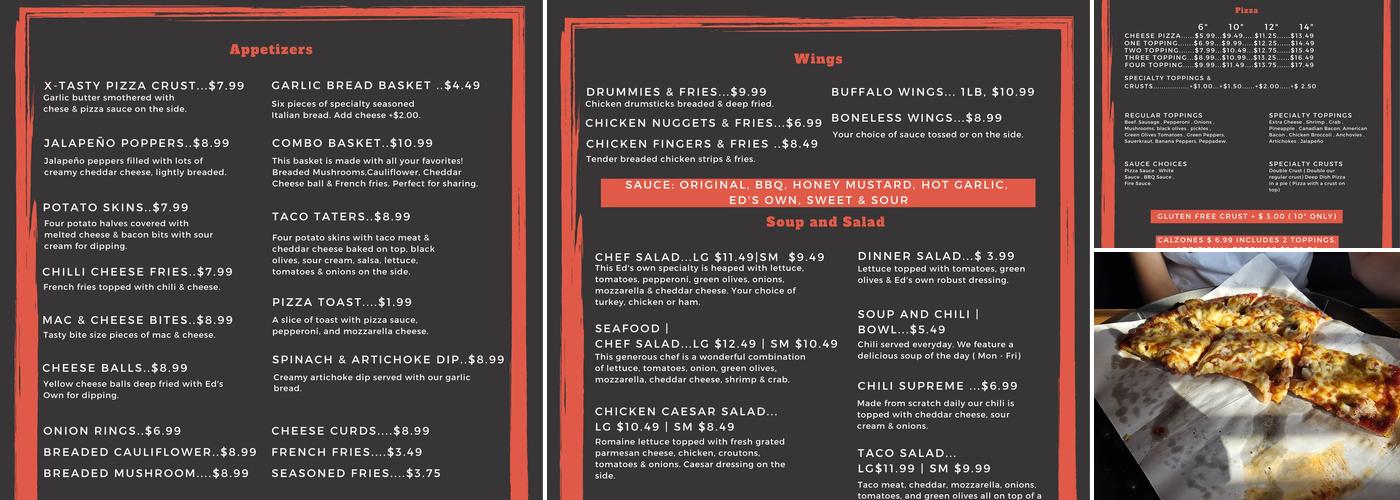 Pizza Pub Menu