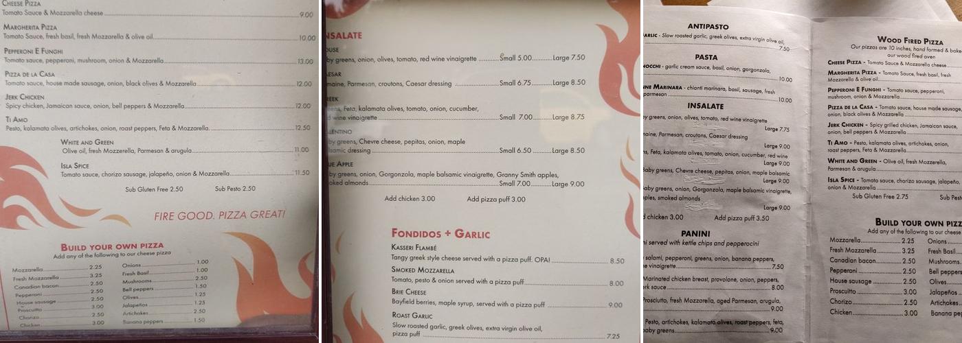 Dalou's Bistro Menu