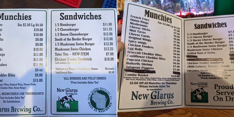 A Nickels' Worth Bar & Grill Menu