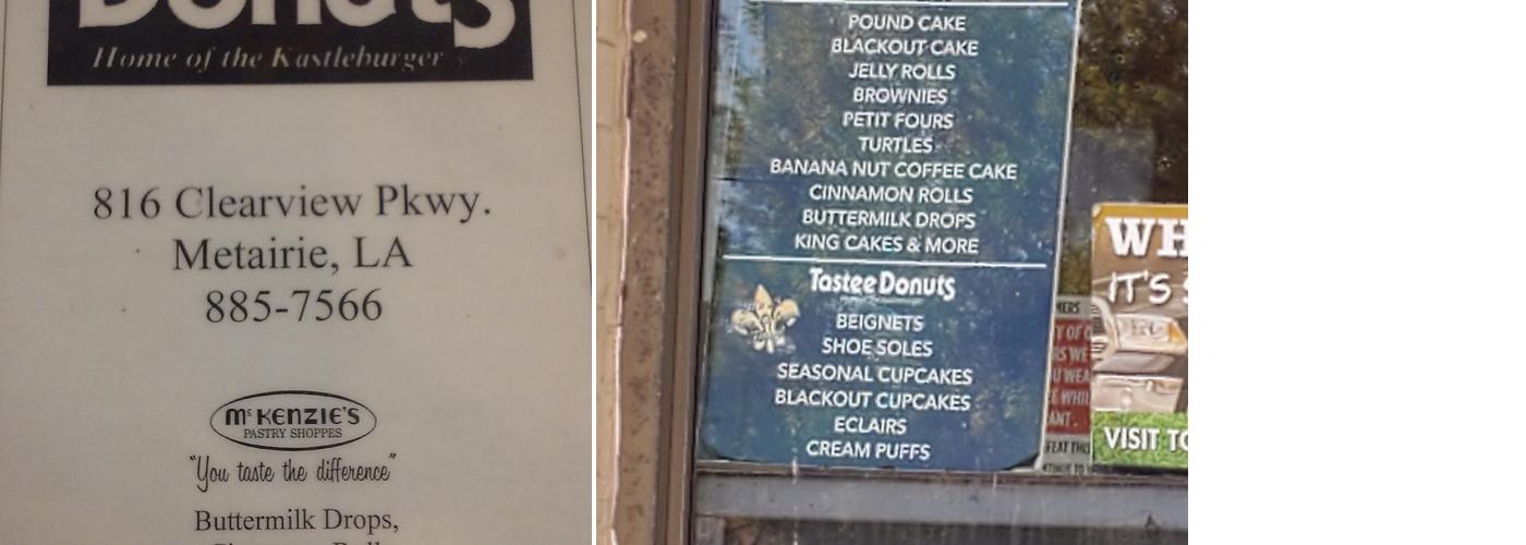 Tastee Donuts Menu