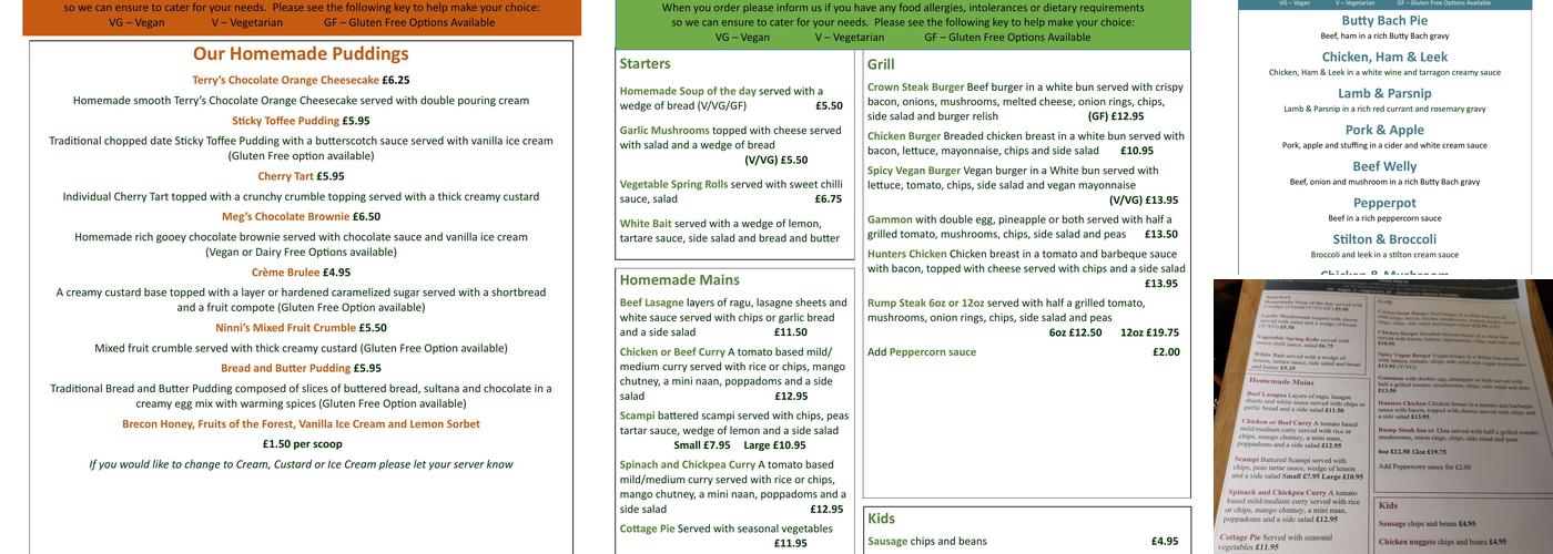 The Crown Inn Menu