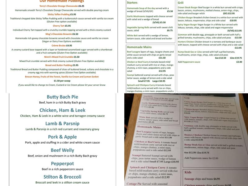The Crown Inn Menu