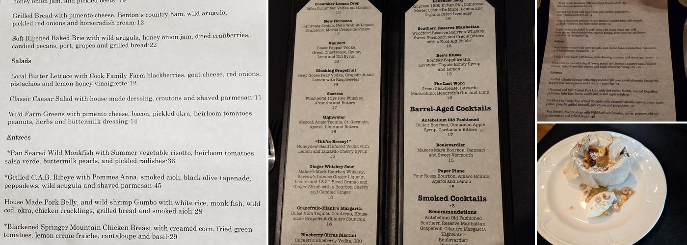 Antebellum Menu