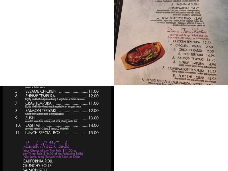 Sake Garden Sushi And Grille Menu