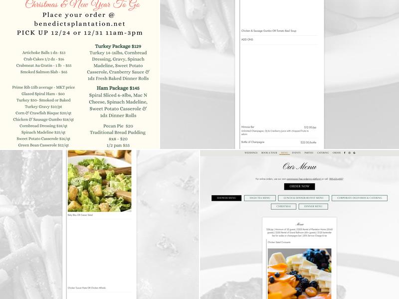 Benedict's Catering Menu