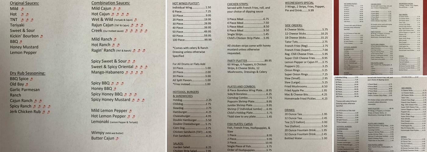 Blazers of Royston Menu