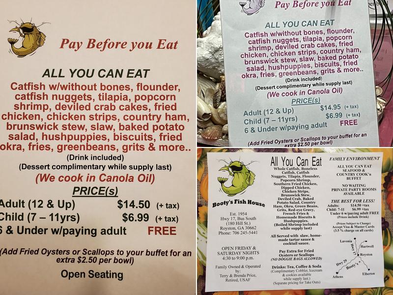 Booty's Fish House Menu