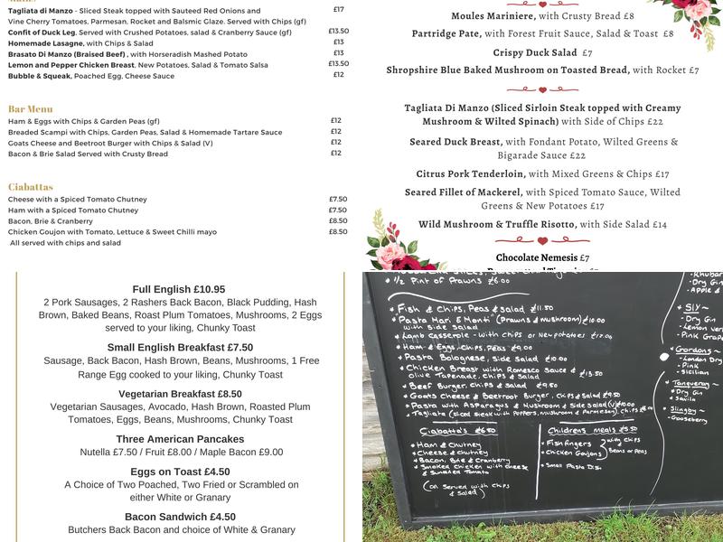 The Crown Inn Dilwyn Menu