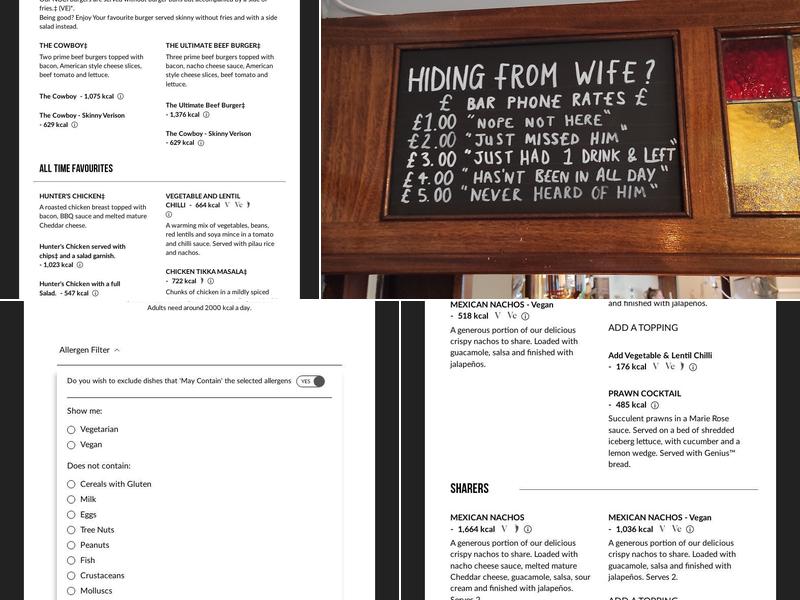 Bradford Arms Menu