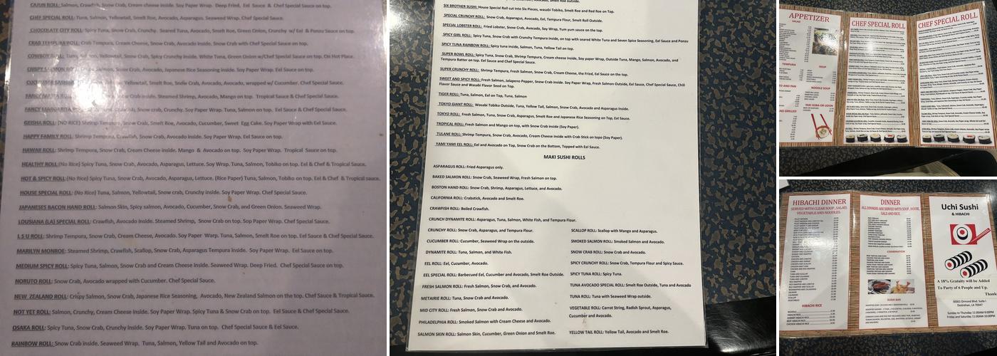 Uchi Sushi Menu
