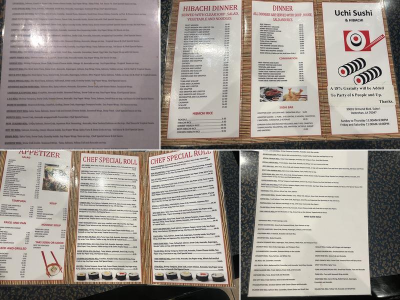 Uchi Sushi Menu