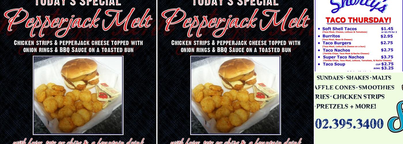 Shorty's Ice Cream Shoppe Menu