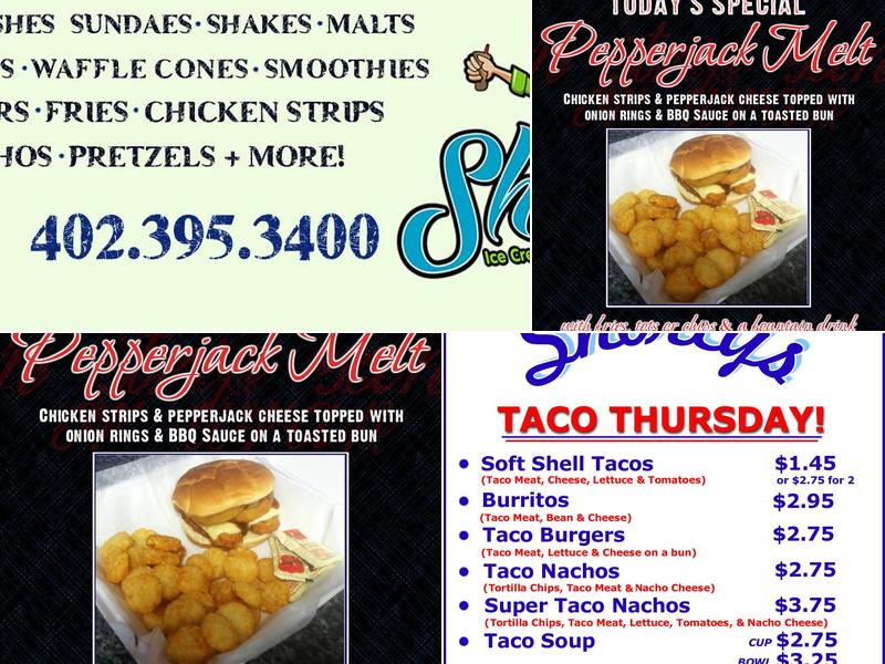 Shorty's Ice Cream Shoppe Menu