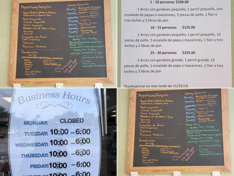 Old San Juan Restaurant Menu