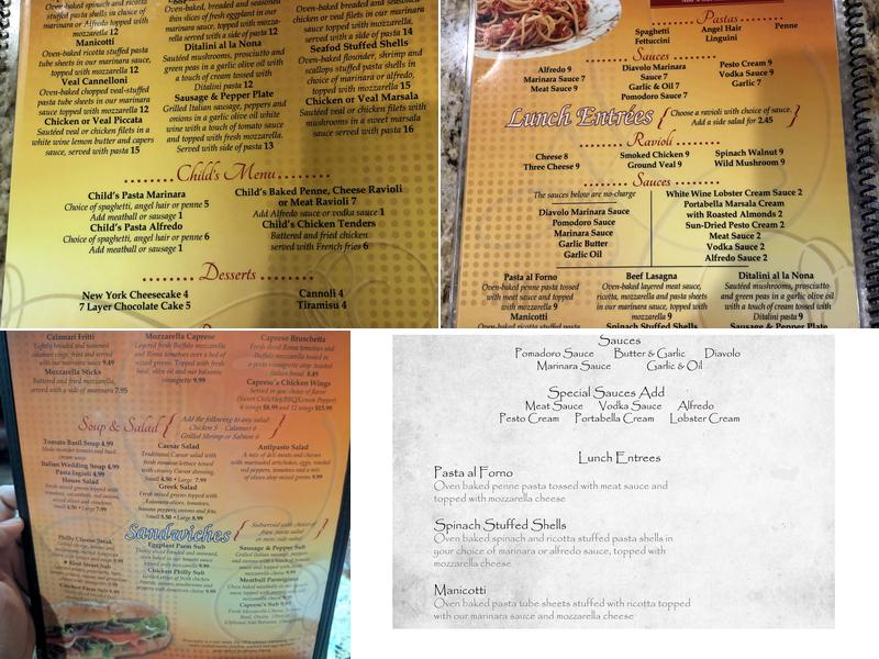 Caprese New York Pizza & Pasta Menu