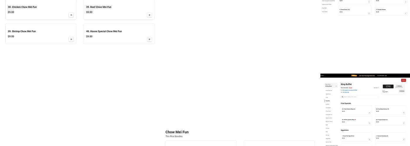 King Buffet Menu
