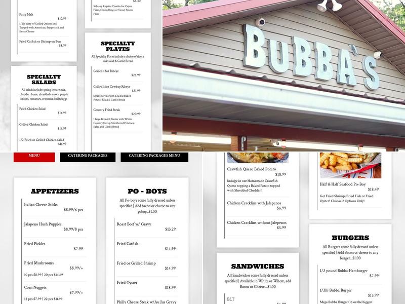 Bubba's Grill & Catering Menu