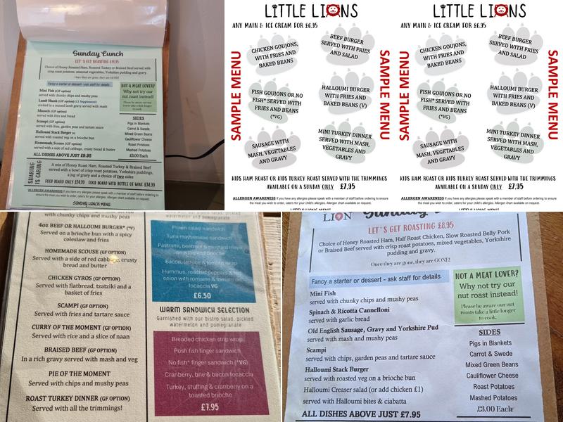 The Red Lion Pub Parkgate Menu