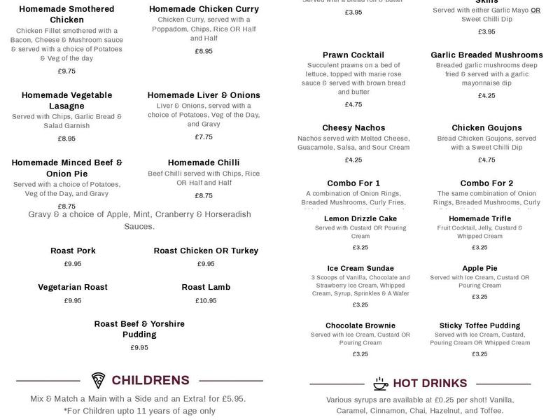 Royal Oak Menu