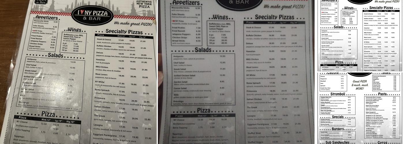 I Love NY Pizza & Bar Jasper Menu