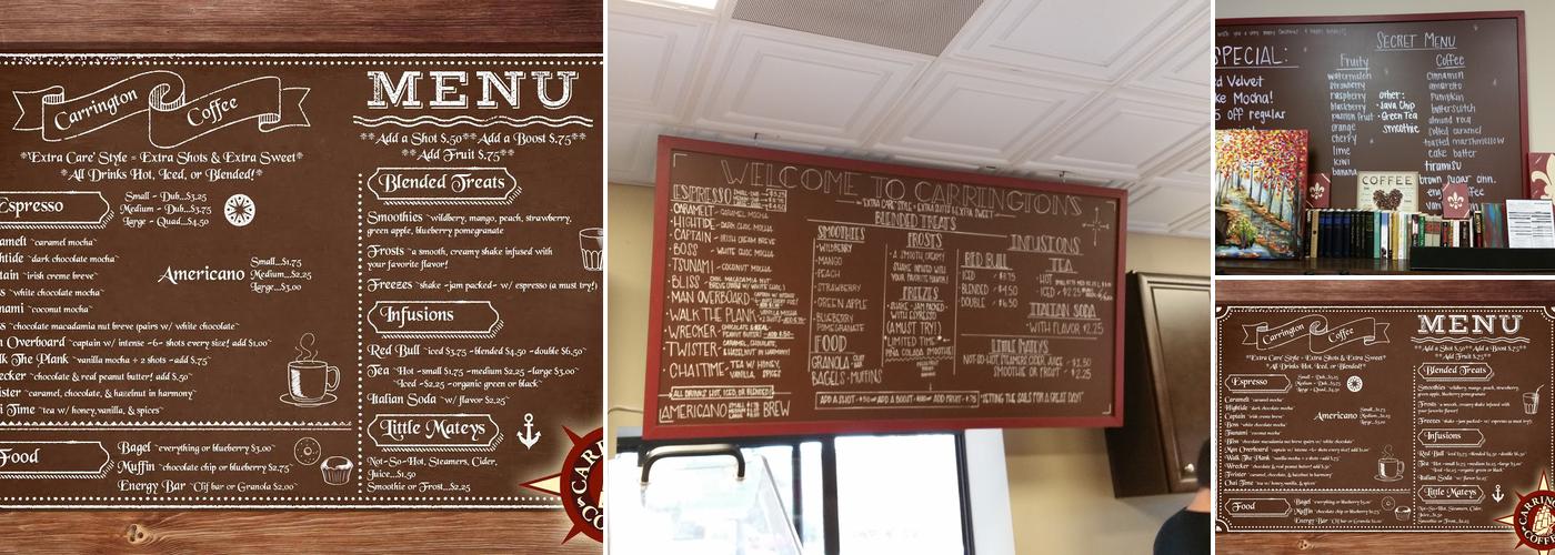 Carrington Coffee Company Menu