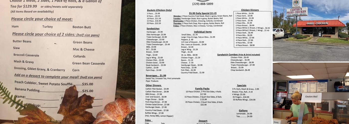 Carter's Fried Chicken Menu