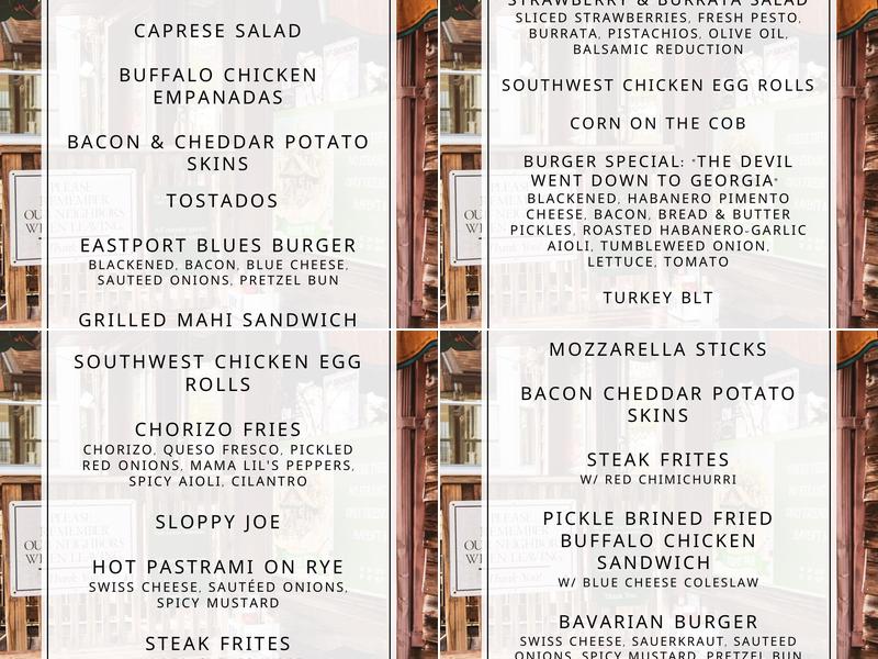 Davis' Pub Menu