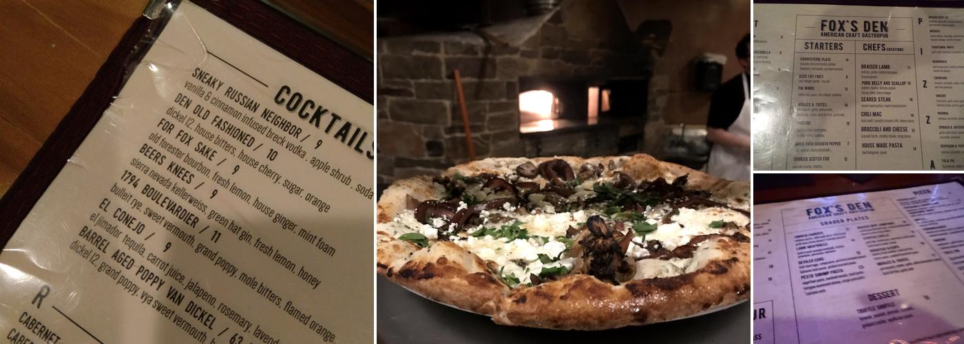 Fox's Den Menu