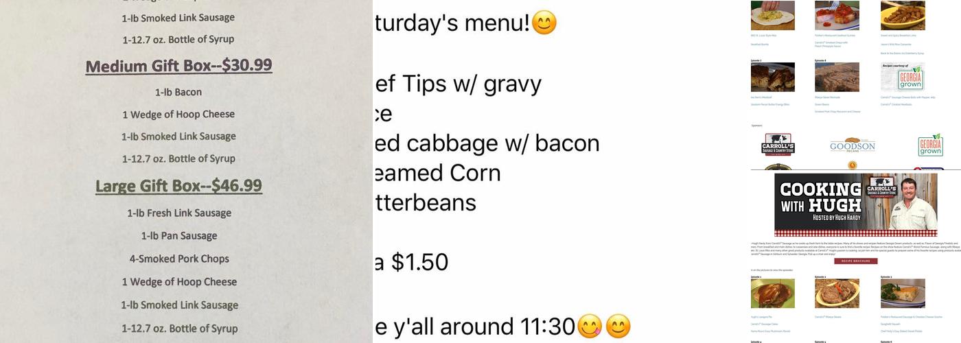 Carroll's Sausage & Country Store Menu