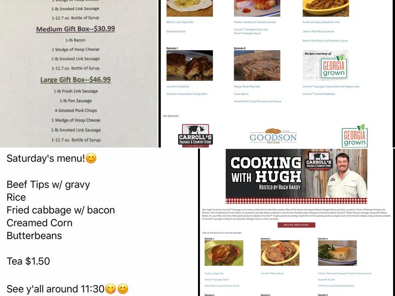 Carroll's Sausage & Country Store Menu