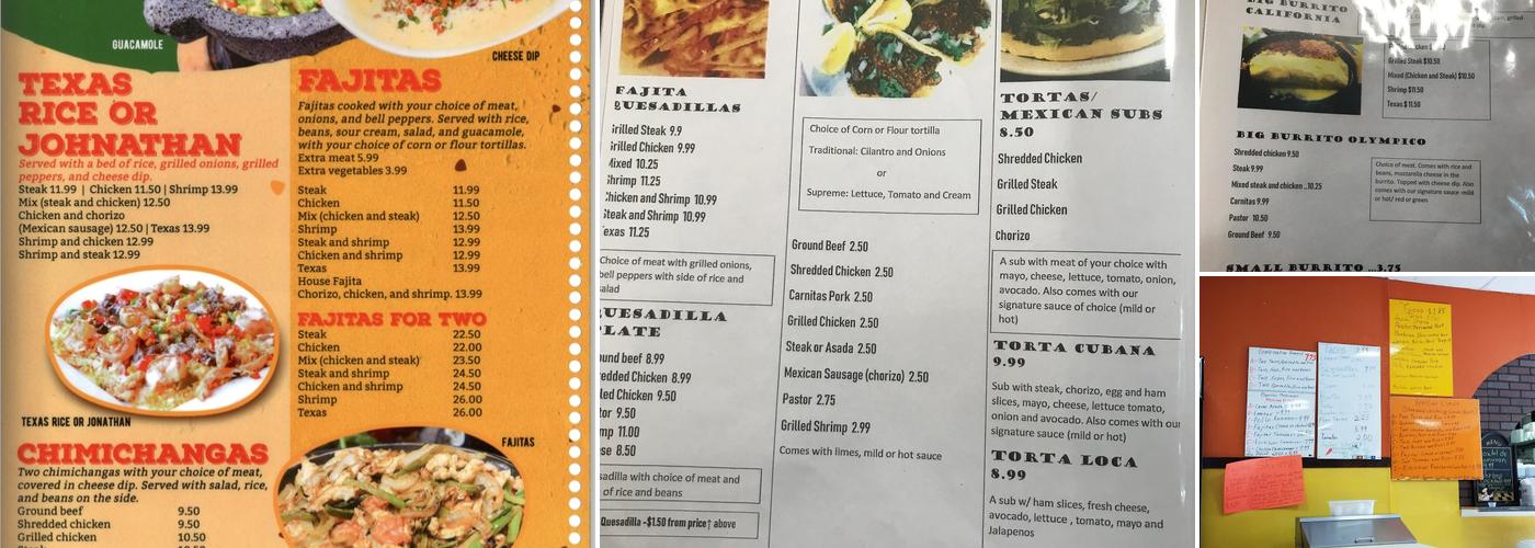 El Taquito Olympico LLC Menu