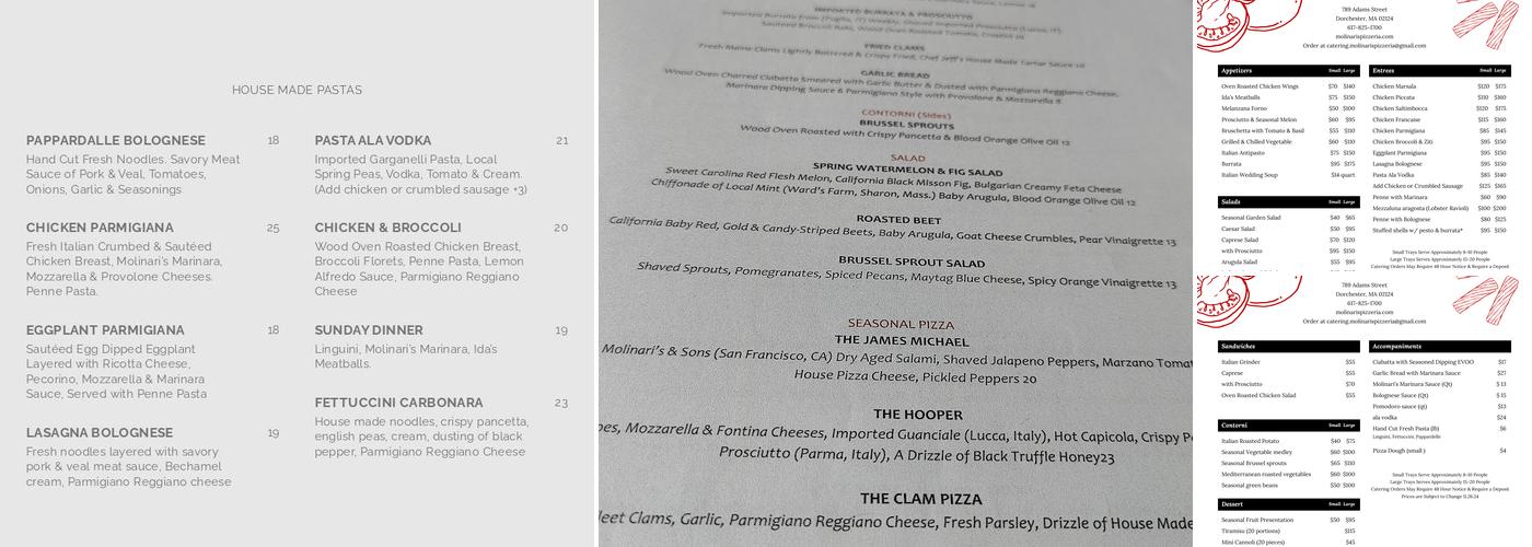 Molinari's Menu