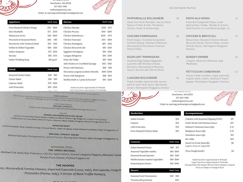 Molinari's Menu