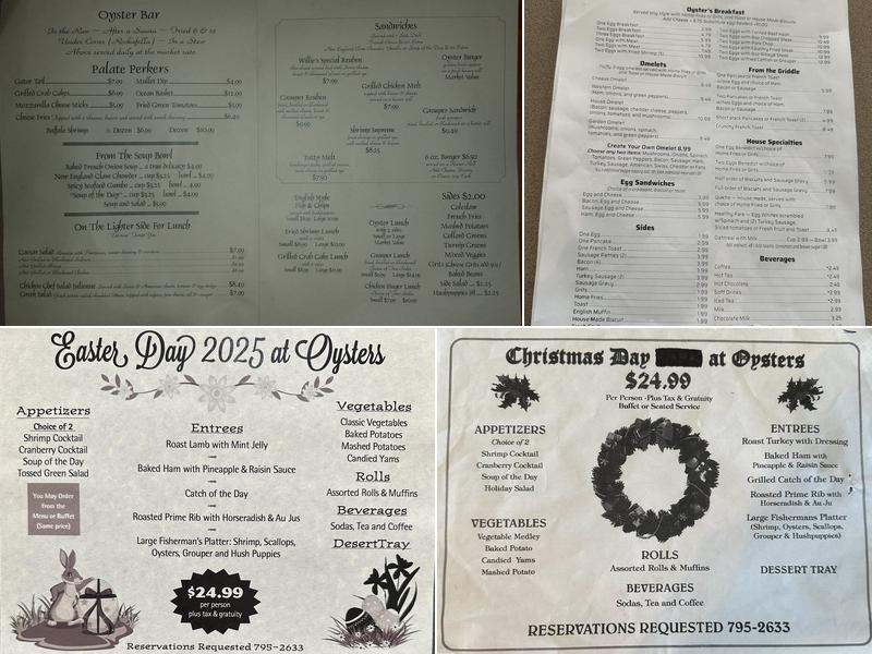 Oysters of Crystal River Menu