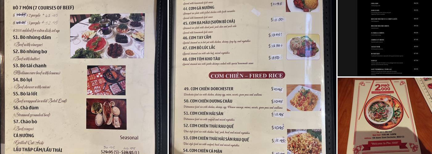 Phở 2000 Restaurant Menu