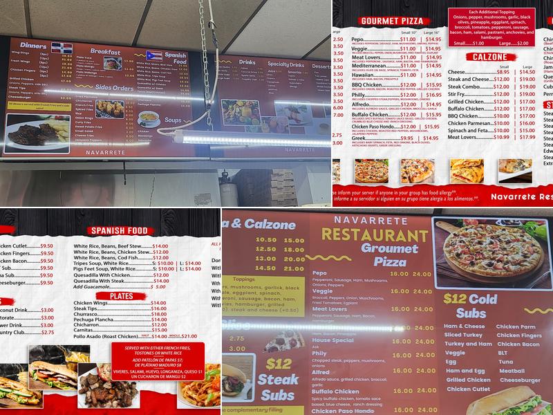 Navarrete Restaurant Pizzeria Menu