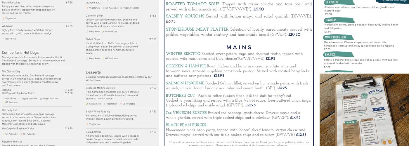 The Drovers Rest Menu