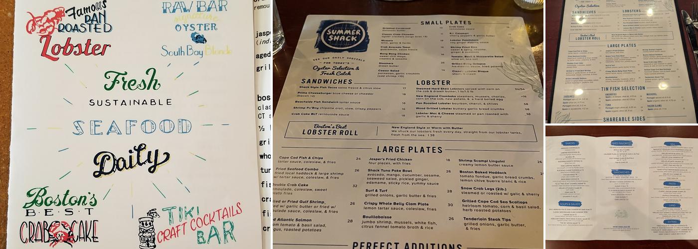 Summer Shack Menu