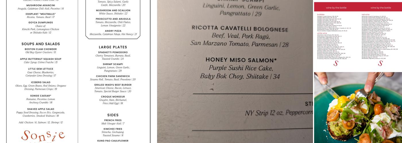 Sonsie Menu