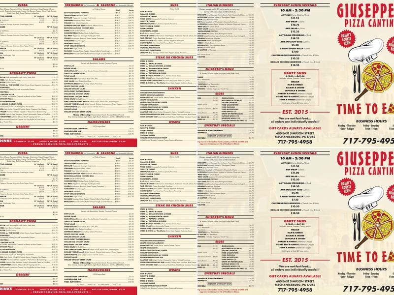 Giuseppe's Pizza Cantina Menu